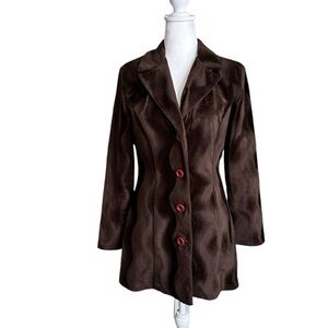Pretty Brown Women's Velvet collared Long Sleeve Blazer Jacket Size M